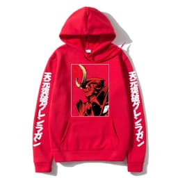 Anime Tengen Toppa Gurren Lagann Mecha Graphic Print Hoodie Men Loose Oversize Hoodies Vintage Manga Fashion Sweatshirt Pullover