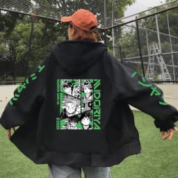 Funny Anime Kirishima Eijiro My Hero Academia Hoodie Zipper Fashion Streetwear Pullovers Loose Unisex Zip Up Jackets Outerwear