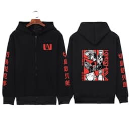 Funny Anime Kirishima Eijiro My Hero Academia Hoodie Zipper Fashion Streetwear Pullovers Loose Unisex Zip Up Jackets Outerwear