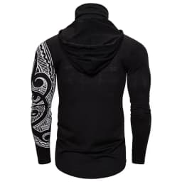 Men Trend With Mask Hood Sweatshirt Elastic Fitness Tattoo Print Hooded Sweat Homme Mens Hip Hop Sudadera Ninja Suit Streetwear