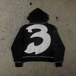 American Fashion Embroidery Personality Flash Diamond Oversize Zipper Hoodie Men Y2K New Harajuku Gothic Casual Joker Sweatshirt