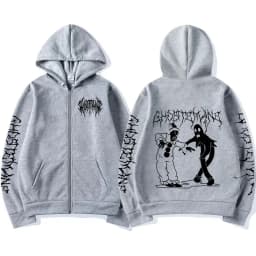 Limited Ghostemane Zipper Hoodie Graphic Print Hoodies Metal Rock Gothic Zip Up Hooded Sweatshirts Harajuku Streetwear Coats