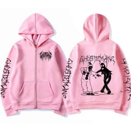 Limited Ghostemane Zipper Hoodie Graphic Print Hoodies Metal Rock Gothic Zip Up Hooded Sweatshirts Harajuku Streetwear Coats