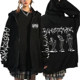 Limited Ghostemane Zipper Hoodie Graphic Print Hoodies Metal Rock Gothic Zip Up Hooded Sweatshirts Harajuku Streetwear Coats