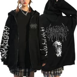 Limited Ghostemane Zipper Hoodie Graphic Print Hoodies Metal Rock Gothic Zip Up Hooded Sweatshirts Harajuku Streetwear Coats