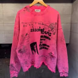 Washed Heavy Duty Spray Dirty Vintage Large Size round Neck Sweatshirt Trendy Casual Loose Fit Long Sleeve Printed Streetwear