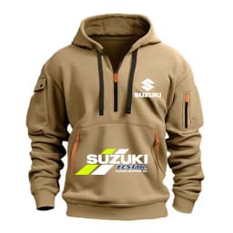 Suzuki Logo Motorcycle Team 2026 New Fashionable Outdoor Sports Men's Half Zipper Pocket Women's Sports Hoodie