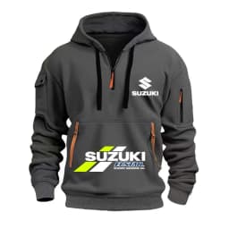 Suzuki Logo Motorcycle Team 2026 New Fashionable Outdoor Sports Men's Half Zipper Pocket Women's Sports Hoodie