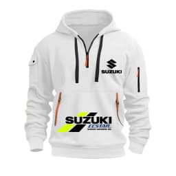 Suzuki Logo Motorcycle Team 2026 New Fashionable Outdoor Sports Men's Half Zipper Pocket Women's Sports Hoodie