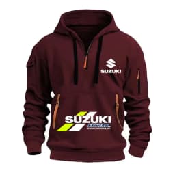 Suzuki Logo Motorcycle Team 2026 New Fashionable Outdoor Sports Men's Half Zipper Pocket Women's Sports Hoodie