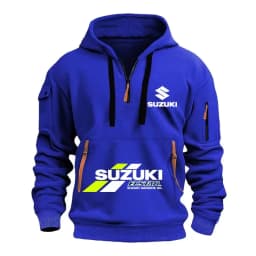 Suzuki Logo Motorcycle Team 2026 New Fashionable Outdoor Sports Men's Half Zipper Pocket Women's Sports Hoodie