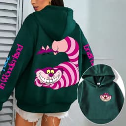 Alice in Wonderland Cheshire Cat Men Hoodie Cartoon Anime Women Pullover Tops 2026 New Casual Couple Oversized Sweatshirts
