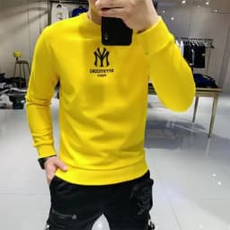 Handsome Men's Hoodies Simple Brand Logo Embroidery New Autumn Korean Design Pullover Casual Cotton Young O-Neck Sweater