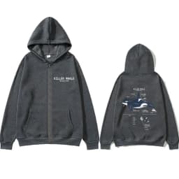 Marine Animals Killer Whale Anatomy Graphic Zipper Hoodie Men Women Casual Funny Zip Up Jacket Unisex Fashion Oversized Hoodies