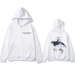 Marine Animals Killer Whale Anatomy Graphic Zipper Hoodie Men Women Casual Funny Zip Up Jacket Unisex Fashion Oversized Hoodies