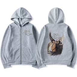 Good Omens Zipper Hoodies Men Fashion Vintage Zip Up Hooded Sweatshirt Unisex Casual Loose Oversized Pullovers Jacket Streetwear