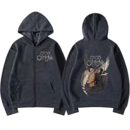 Good Omens Zipper Hoodies Men Fashion Vintage Zip Up Hooded Sweatshirt Unisex Casual Loose Oversized Pullovers Jacket Streetwear
