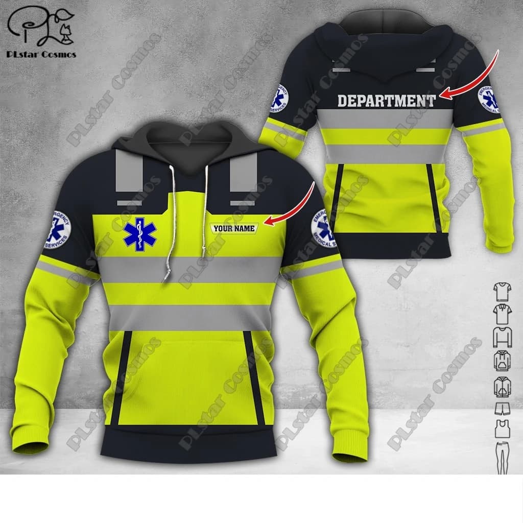 Custom Name EMS Emergency Medical Service Uniform 3D Printing Hoodie Street Women Men Pullover/Sweatshirt/Zip Hoodie A9