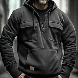 Autumn Winter Hoodies Men half-zip Patchwork Warm Fleece Sweatshirts Multi Pockets Male Fashion casual pullover Outdoor Hoodie