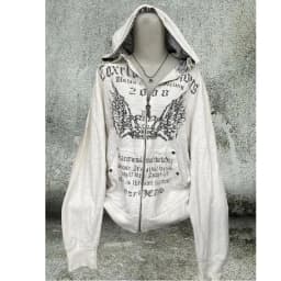 Gray Zipper Hoodie Unisex Loose Lazy Style High Street Letter Print Sweatshirt Autumn Winter Casual Fashion Youth Culture