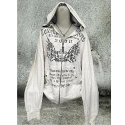 Gray Zipper Hoodie Unisex Loose Lazy Style High Street Letter Print Sweatshirt Autumn Winter Casual Fashion Youth Culture