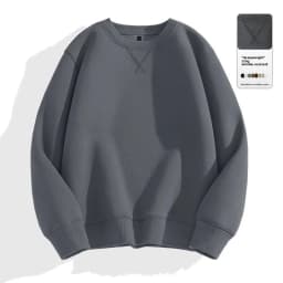 Heavyweight Hoodless Sweatshirt Men's Loose Oversize Autumn Winter Jacket  Inner Fleece Lined Thick  Color Top