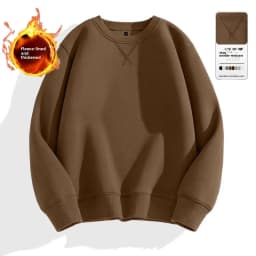 Heavyweight Hoodless Sweatshirt Men's Loose Oversize Autumn Winter Jacket  Inner Fleece Lined Thick  Color Top