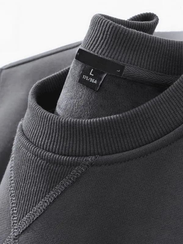 Heavyweight Hoodless Sweatshirt Men's Loose Oversize Autumn Winter Jacket  Inner Fleece Lined Thick  Color Top