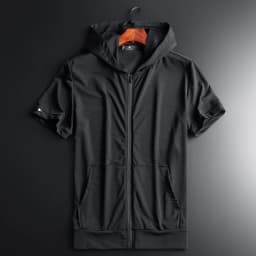 Summer Thin Ice Silk Hoodie Men's Half Sleeve Zipper Loose Open Cardigan Short Sleeve Mesh Sports Sweatshirt Jacket Trendy