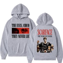Tony Montana Scarface Vintage Style Hoodie The World Is Yours Men's Hip Hop Harajuku Hoodie Oversized Fleece Fashion Pullovers