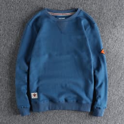 Spring American Retro Sleeve Applique Badge Sweatshirts Men's Fashion 100% Cotton Washed Hoodies Casual High Quality Pullovers
