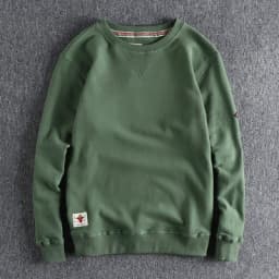 Spring American Retro Sleeve Applique Badge Sweatshirts Men's Fashion 100% Cotton Washed Hoodies Casual High Quality Pullovers
