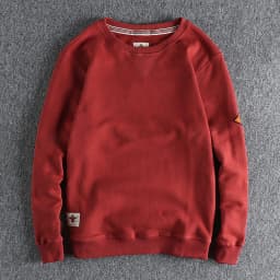 Spring American Retro Sleeve Applique Badge Sweatshirts Men's Fashion 100% Cotton Washed Hoodies Casual High Quality Pullovers