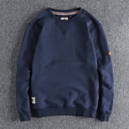 Spring American Retro Sleeve Applique Badge Sweatshirts Men's Fashion 100% Cotton Washed Hoodies Casual High Quality Pullovers