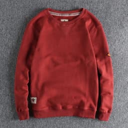 Spring American Retro Sleeve Applique Badge Sweatshirts Men's Fashion 100% Cotton Washed Hoodies Casual High Quality Pullovers