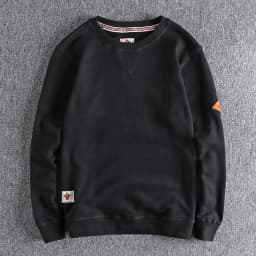 Spring American Retro Sleeve Applique Badge Sweatshirts Men's Fashion 100% Cotton Washed Hoodies Casual High Quality Pullovers