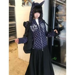 KAMEHARA Japan Original Design Black Subculture Slimming Women's K-pop Coats Autumn Cardigan Puff Sleeve Y2K Top Spicy Girl