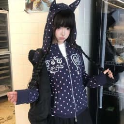 KAMEHARA Japan Original Design Black Subculture Slimming Women's K-pop Coats Autumn Cardigan Puff Sleeve Y2K Top Spicy Girl