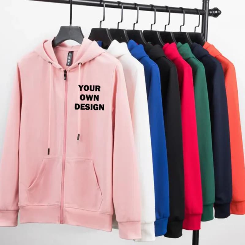 Customized/Designed Logo Zipper Hoodie Men's and Women's Long Sleeve Polyester Hoodie Printed Logo Casual Team Advertising Top