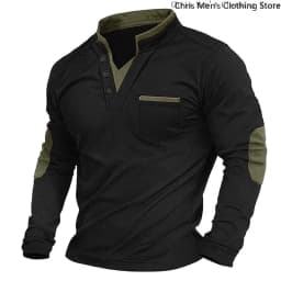 Business Leisure Mature Charm Men's Clothing, Autumn New Retro Casual V-neck Men's Hoodie Long Sleeve T-shirt, Sweatshirt Top