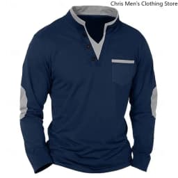 Business Leisure Mature Charm Men's Clothing, Autumn New Retro Casual V-neck Men's Hoodie Long Sleeve T-shirt, Sweatshirt Top