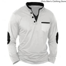 Business Leisure Mature Charm Men's Clothing, Autumn New Retro Casual V-neck Men's Hoodie Long Sleeve T-shirt, Sweatshirt Top
