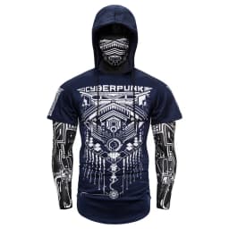 Mens Skull Mask Hoodies Sweatshirt Fake Two Pieces Men Punk Jogging Homme Pullover Elastic Streetwear Hoodie Japan Ninja Suit