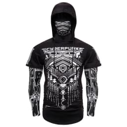 Mens Skull Mask Hoodies Sweatshirt Fake Two Pieces Men Punk Jogging Homme Pullover Elastic Streetwear Hoodie Japan Ninja Suit