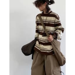 Cityboy Vintage Striped Hoodie Men's Loose Base Layer Top Casual Loose Sea Soul Shirt round Neck Sweatshirt for Youth