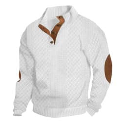 Autumn Winter New Men's Knit Sweatshirt Outdoor Stand Collar Long Sleeve Knitted Pullover Hoodie Men Fashion Patchwork Steetwear