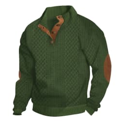 Autumn Winter New Men's Knit Sweatshirt Outdoor Stand Collar Long Sleeve Knitted Pullover Hoodie Men Fashion Patchwork Steetwear