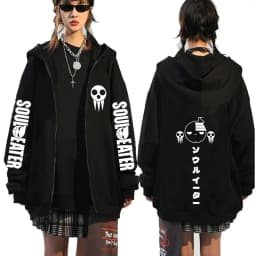 Japanese Anime Soul Eater Death The Kid Zipper Hoodies Men Women Zip Up Hooded Sweatshirts Long Sleeves Pullovers Jackets Caots