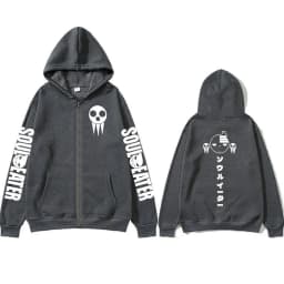 Japanese Anime Soul Eater Death The Kid Zipper Hoodies Men Women Zip Up Hooded Sweatshirts Long Sleeves Pullovers Jackets Caots
