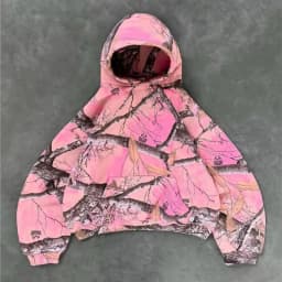 Y2K Retro Hoodie Men Camouflage Pattern Pink Sweatshirt High Street Hip Hop Streetwear Oversized Unisex Gothic Camo Hoodie Women
